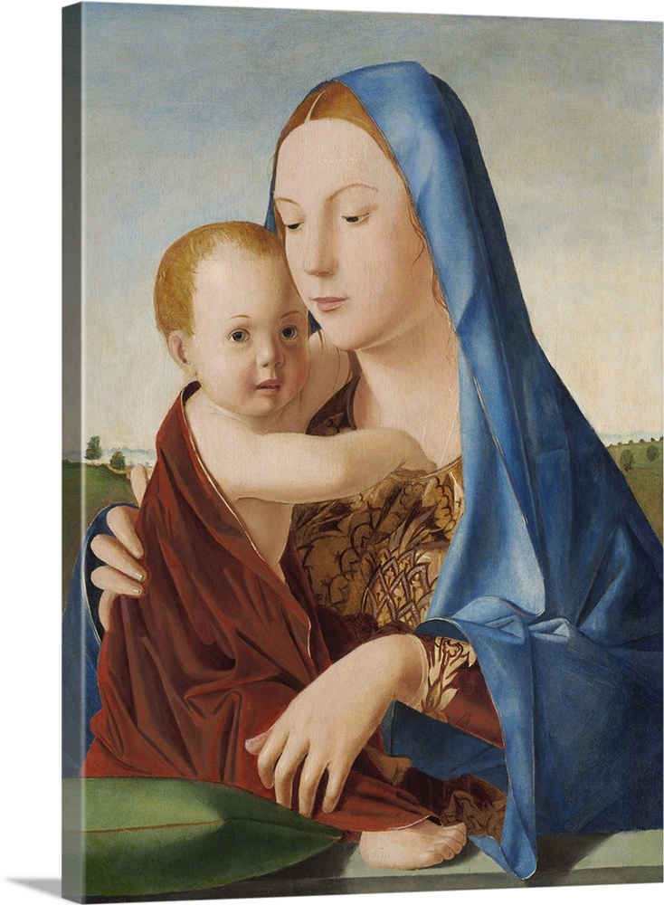 Madonna and Child, c. 1475, oil and tempera on panel transferred from panel.  By Antonello da Messina (1430-79).