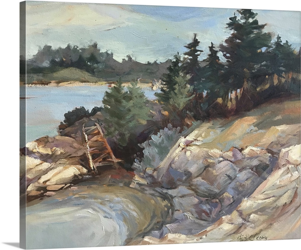 Maine bluffs, c.1980-95. (Originally oil on canvas.)