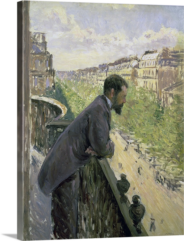 BRM156527 Man on a Balcony, c.1880 (oil on canvas) by Caillebotte, Gustave (1848-94); 116x90 cm; Private Collection; Frenc...