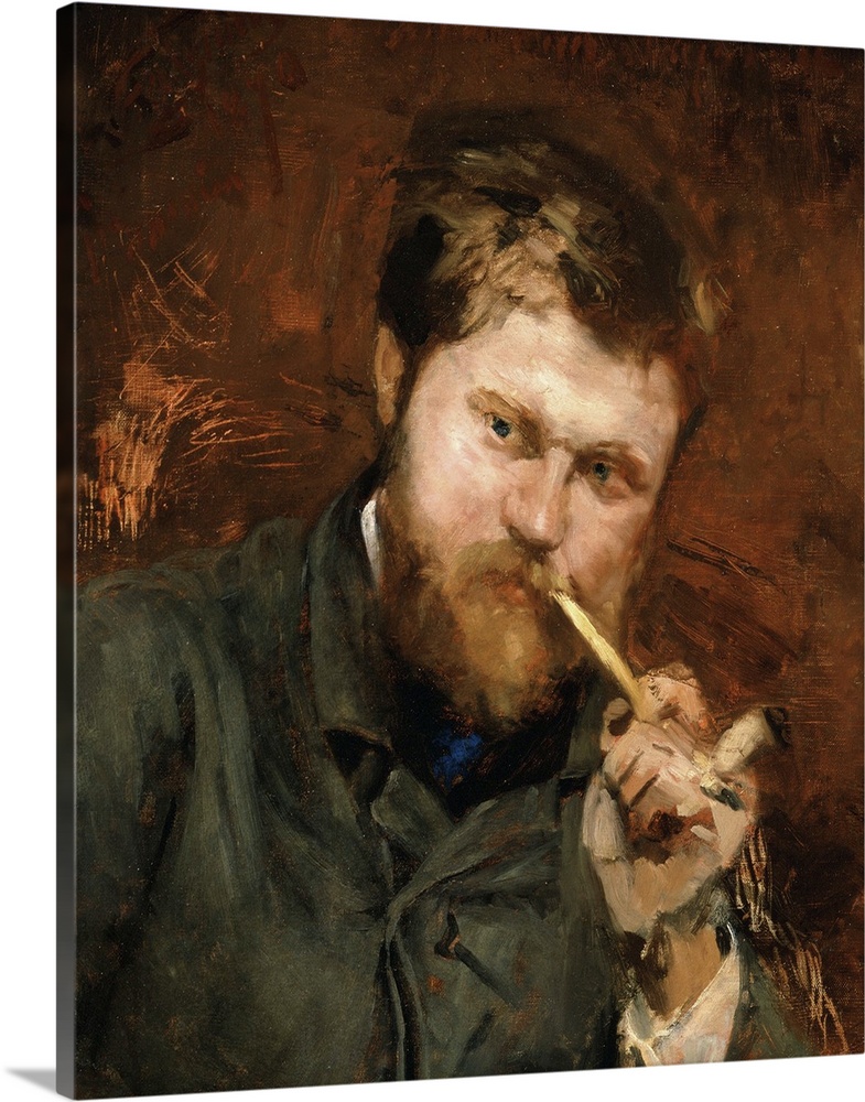 Man Smoking a Pipe, c. 1875, oil on canvas.  By Jean Alexandre Joseph Falguiere (1831-1900).