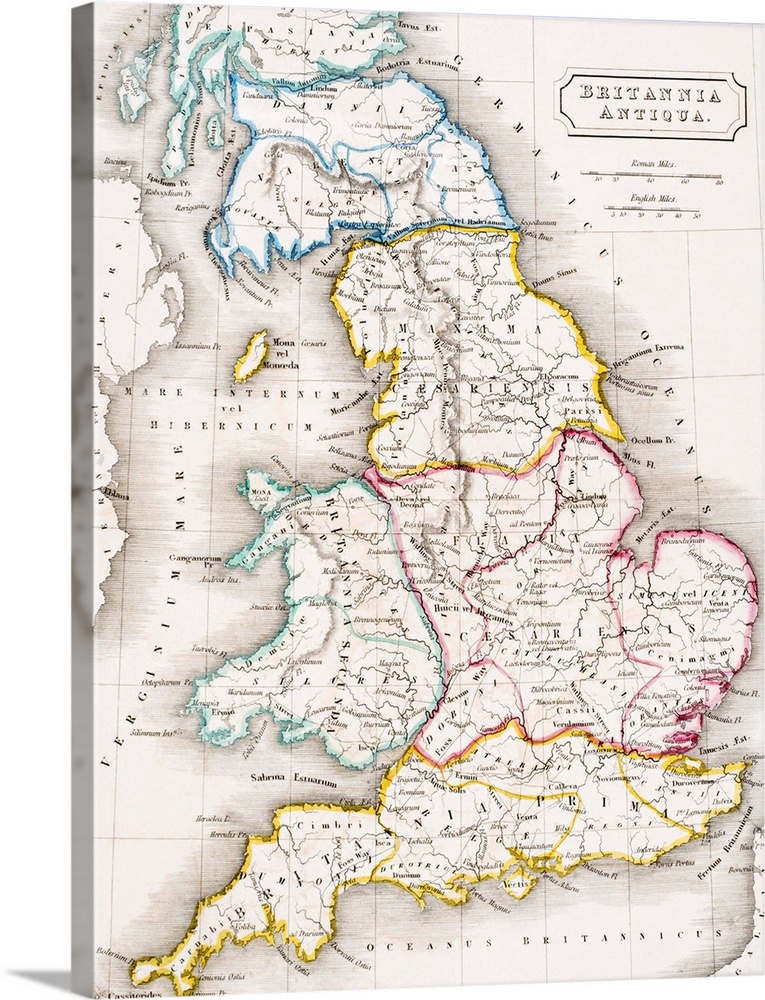 Map of England, Britannia Antiqua, from 'The Atlas of Ancient Geography', by Samuel Butler, published in London, c.1829.