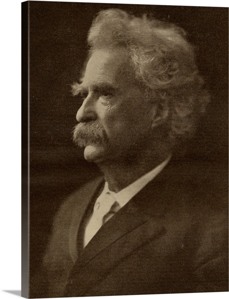 Mark Twain, psuedonym of Samuel Langhorne Clemens, 1835-1910.  American writer and humorist. From the book "The Masterpiec...