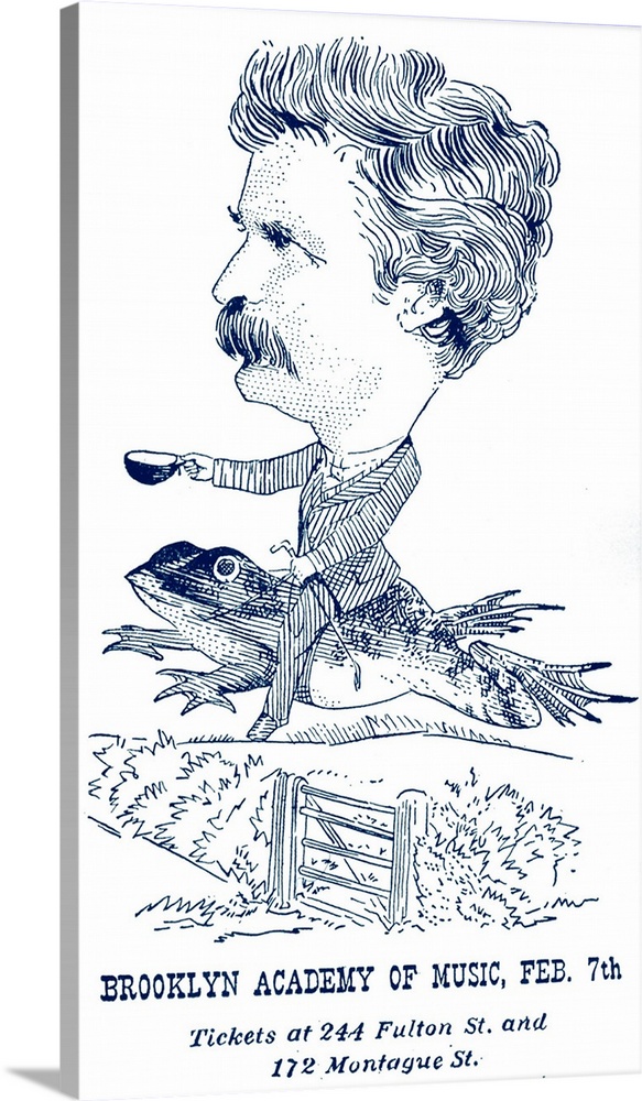 Mark Twain poster for talk at Brooklyn Academy of Music c. 1869 (connection with' Jumping Frog of Calaveras', 1867) Mark T...