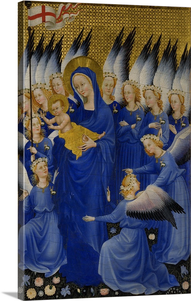 Mary with Child and Angels, right panel of Wilton Diptych, c. 1395-9, egg tempera on wood.