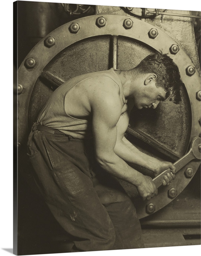 Mechanic and Steam Pump, 1921, b/w photo.  By Lewis Hine (1874-1940).