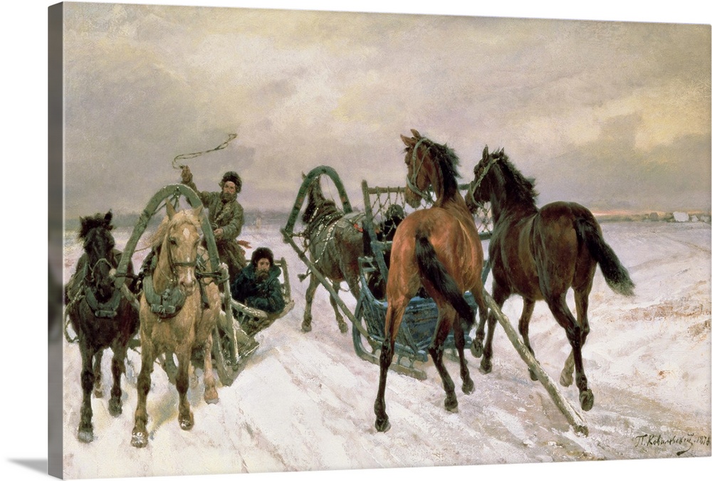 BAL153694 Meeting, 1876 (oil on canvas)  by Kowalewsky, Pawel (1843-1903); 47x74 cm; Tretyakov Gallery, Moscow, Russia; Ru...
