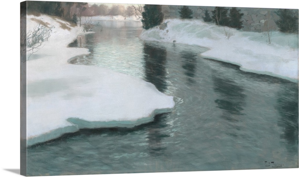 Melting Snow, 1887, pastel on tan wove paper, laid down on canvas and wrapped around a strainer.