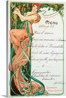Menu Printed By Champagne Moet And Chandon For A French Specialty Meal, Illustration