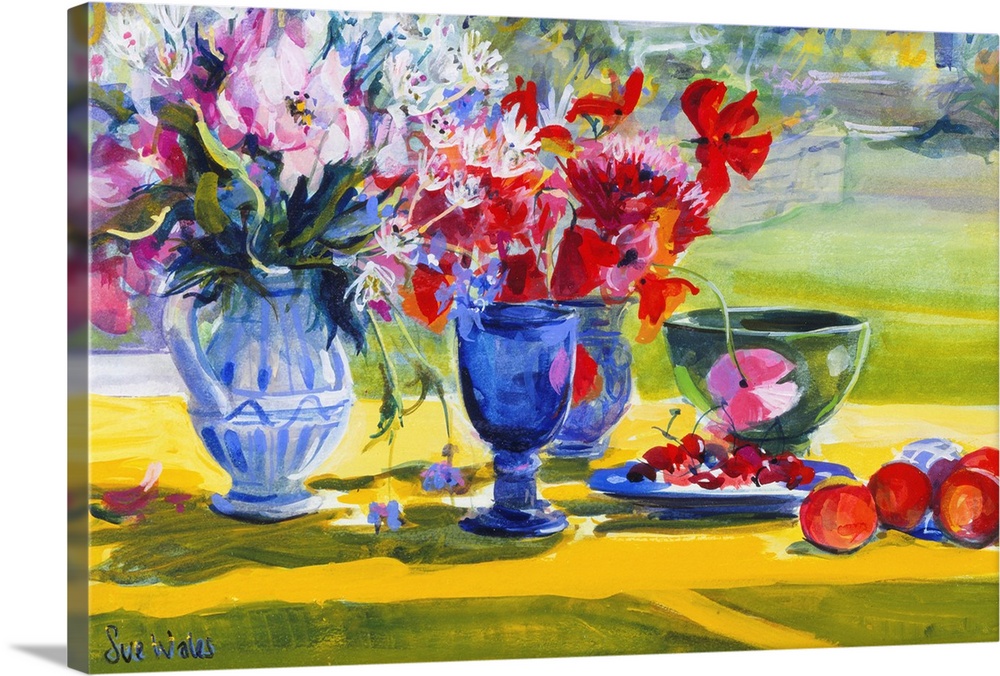 Midsummer flowers on garden table, 1993, gouache on paper.