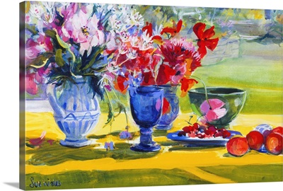 Midsummer flowers on garden table, 1993