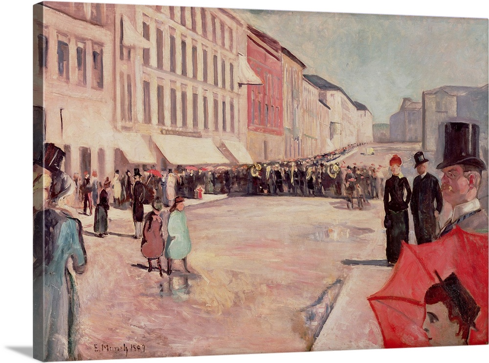 Military Band on Karl-Johann Street, Oslo, 1889 (originally oil on canvas) by Munch, Edvard (1863-1944)