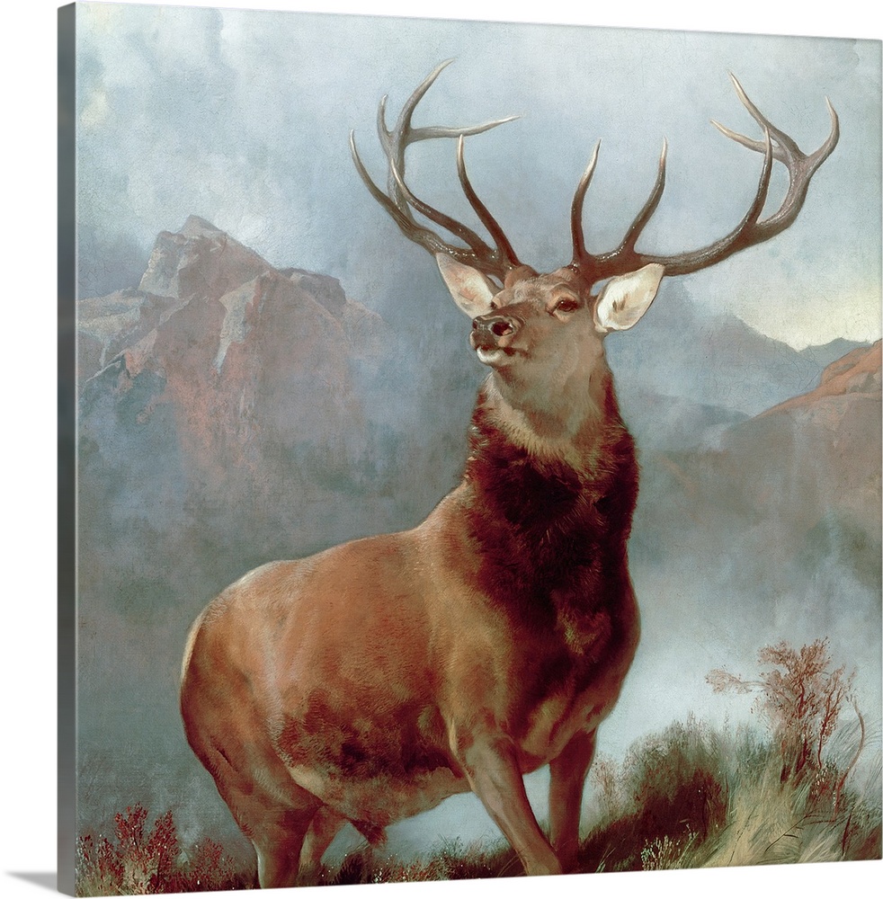 Grey Smoke Fog Stag Deer Funky Animal Canvas Wall Art Large Picture Prints 