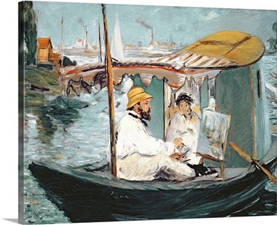 Monet in his Floating Studio, 1874