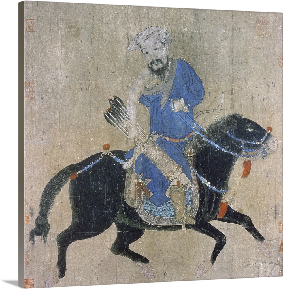 BAL6718 Mongol archer on horseback, from seals of the Emperor Ch'ien Lung and others, 15th-16th century (ink
