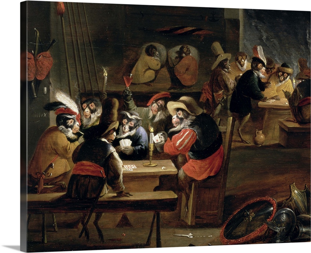 Monkeys in a Tavern, detail of the card game