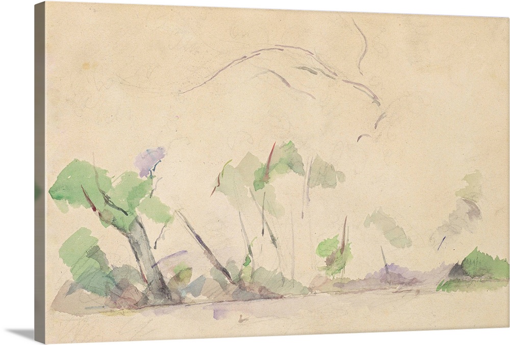 Mont Sainte-Victoire, watercolor on paper.  By Paul Cezanne (1839-1906).