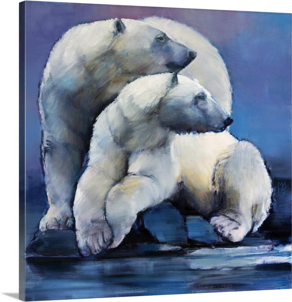 Moon Bears, 2016, originally oil on canvas.