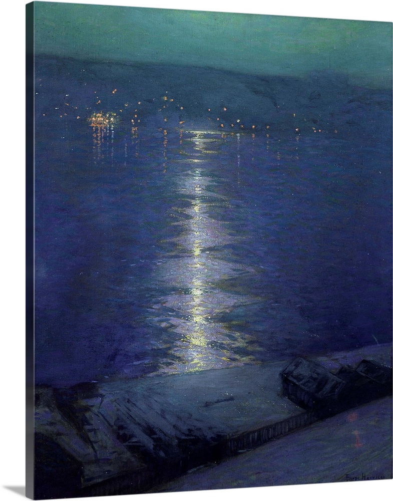 XIR208406 Moonlight on the River, 1919 (oil on canvas)  by Harrison, Lowell Birge (1854-1929); 71x64 cm; Musee d'Orsay, Pa...