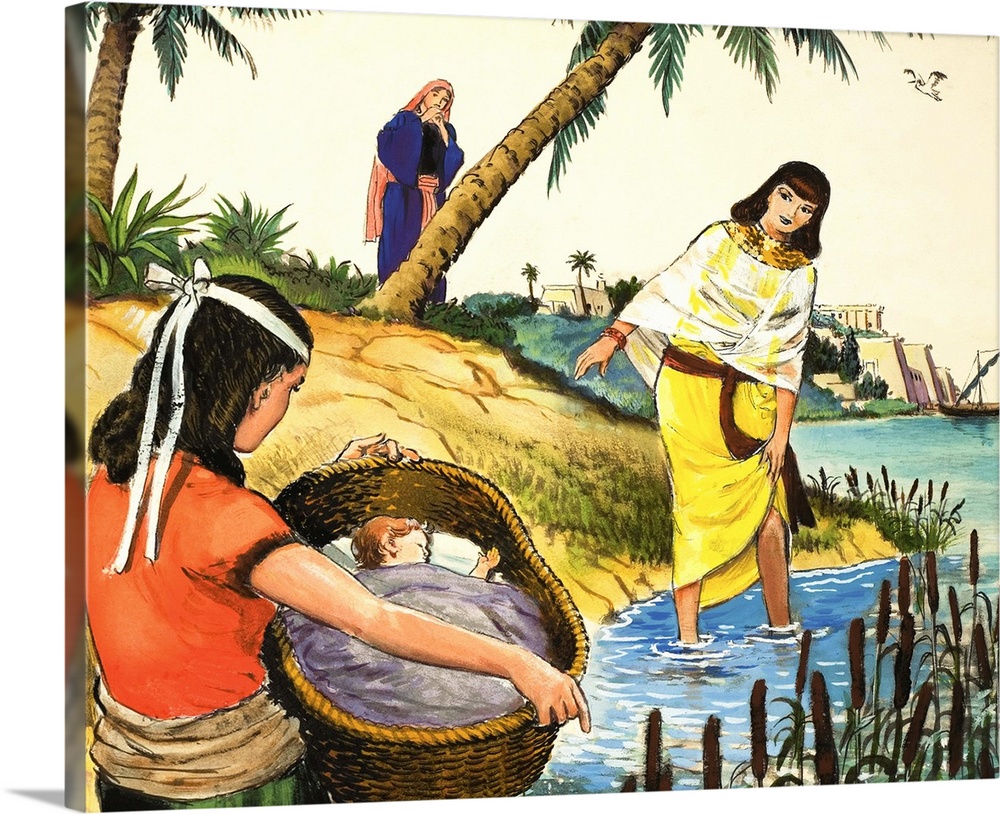 Moses' discovery in the Nile River Wall Art, Canvas Prints, Framed