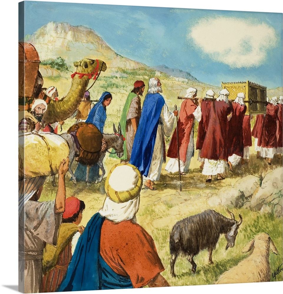 Moses in the Wilderness, retold from The Bible, in Exodus Chapters 15-40. Original artwork for illustration on page 9 of T...
