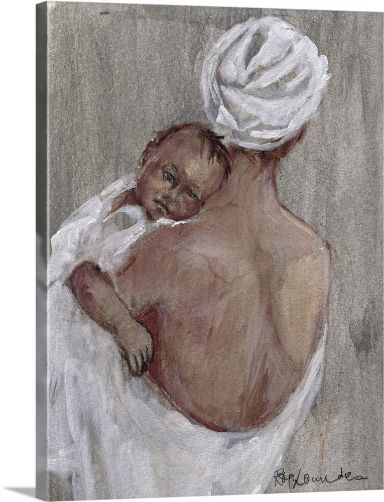 Mother and Child (w/c on paper) by Lowndes, Rosemary (1937-2001); Private Collection; British