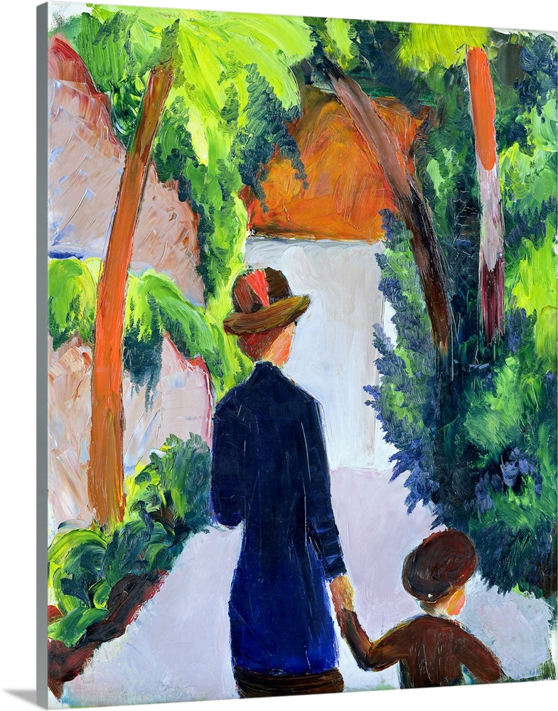 XKH141452 Mother and Child in the Park, 1914 (oil on canvas)  by Macke, August (1887-1914); 56.3x46 cm; Hamburger Kunsthal...