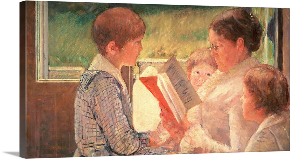 BAL37616 Mrs Cassatt Reading to her Grandchildren, 1888 (oil on canvas)  by Cassatt, Mary Stevenson (1844-1926); Private C...