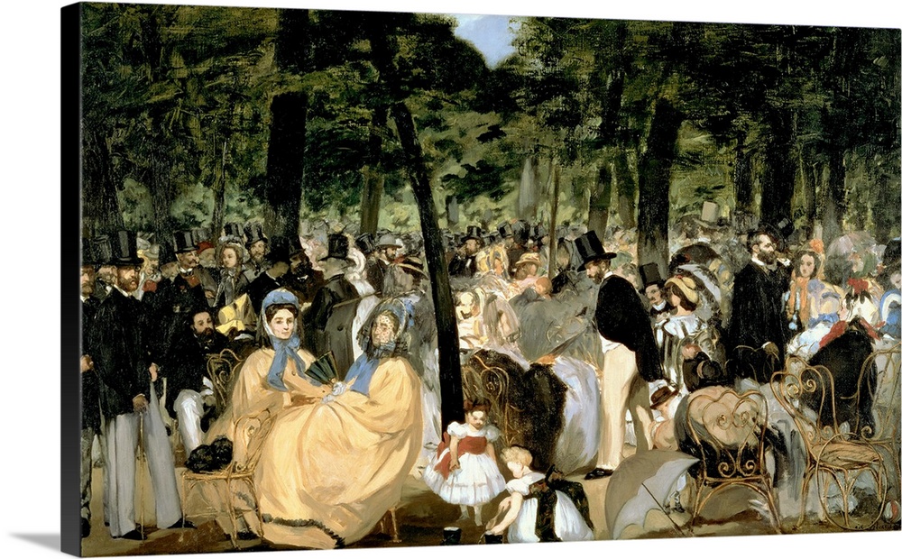Music in the Tuileries Gardens, 1862 (originally oil on canvas)  by Manet, Edouard (1832-83).
