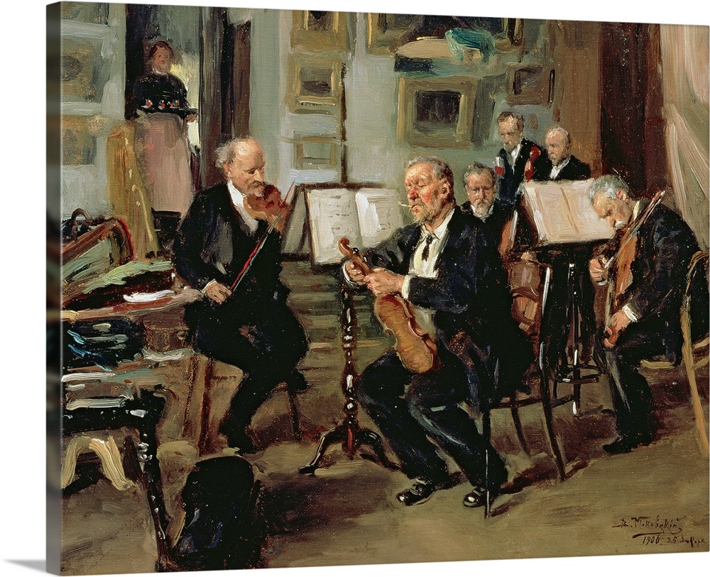 BAL134972 Musical Evening, 1906 (oil on canvas)  by Makovsky, Vladimir Egorovic (1846-1920); 50.5x41 cm; Tretyakov Gallery...