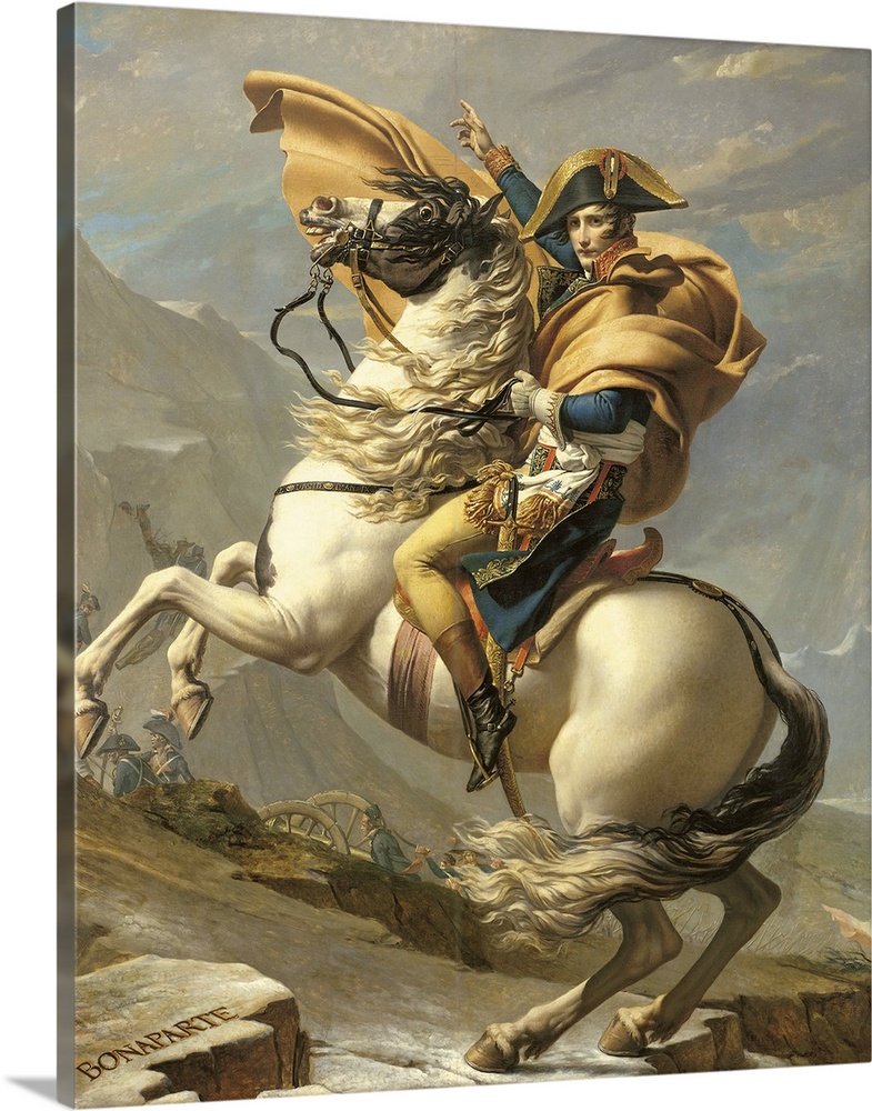 XIR18491 Napoleon (1769-1821) Crossing the Alps at the St Bernard Pass, 20th May 1800, c.1800-01 (oil on canvas)  by David...