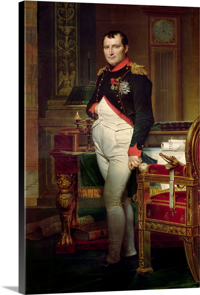 Napoleon Bonaparte in his Study at the Tuileries, 1812 Solid-Faced Canvas  Print