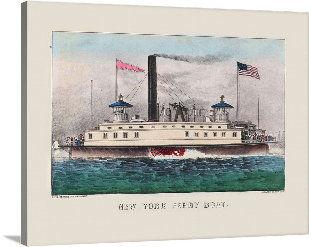 New York Ferry Boat, c.1860-65 (originally hand-coloured lithograph) by Currier, N. (1813-88) and Ives, J.M. (1824-95)