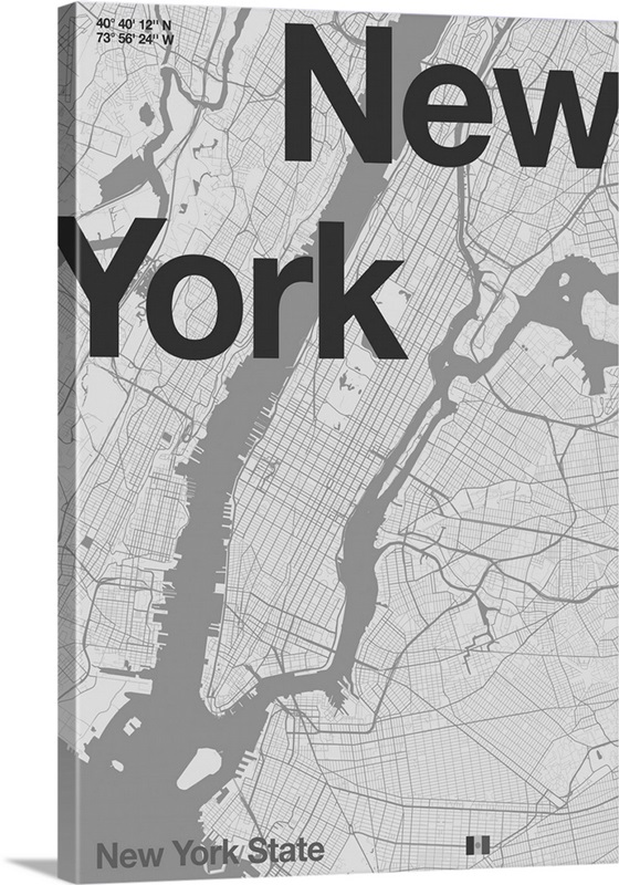 New York Minimal Map, 2020 Wall Art, Canvas Prints, Framed Prints, Wall ...