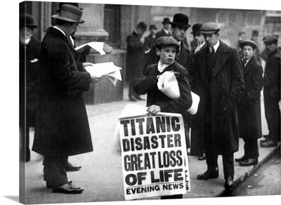 Newsboy Ned Parfett announcing the sinking of the 'Titanic' on April 16, 1912