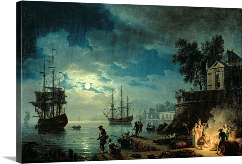 Night A Port In The Moonlight 1748 Wall Art Canvas Prints Framed Prints Wall Peels Great Big Canvas