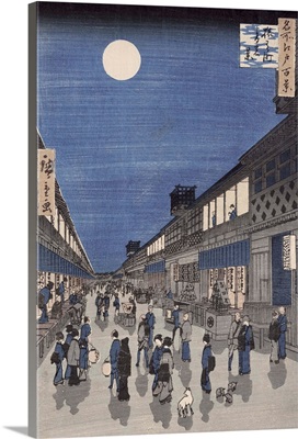 Night time view of Saruwaka Street, from Meisho Edo Hyakkei