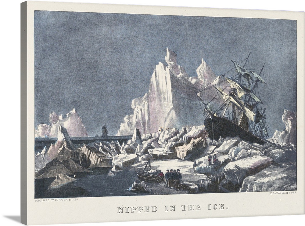 Nipped in the Ice, 1876-94 (originally hand-coloured lithograph) by Currier, N. (1813-88) and Ives, J.M. (1824-95)
