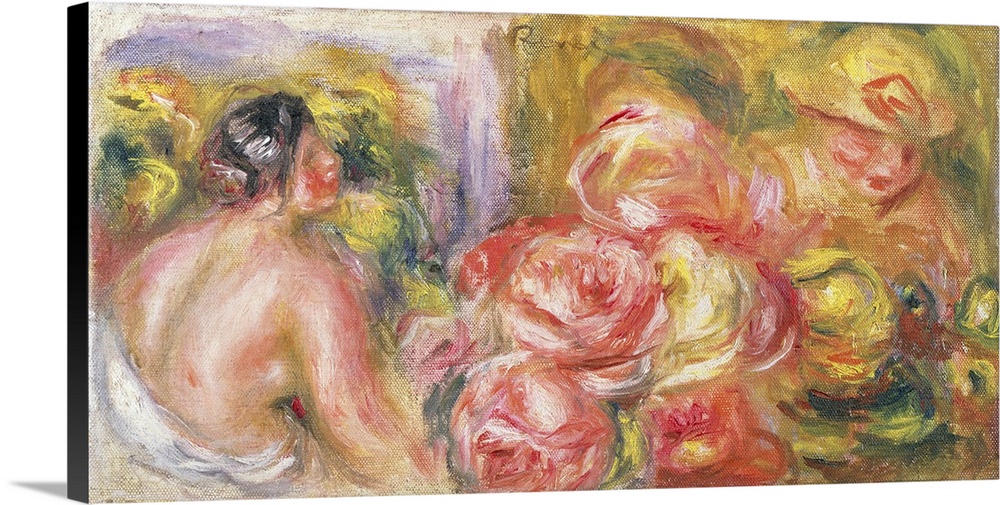 Nude Girl With Hat And Roses, 1916 (Originally oil on canvas)