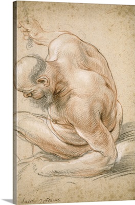 Nude Old Man Seated, Leaning on His Forearm, Facing Left, c.1640