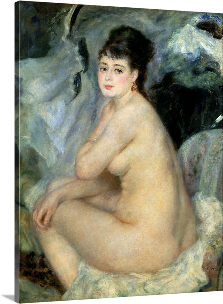 BAL37592 Nude, or Nude Seated on a Sofa, 1876  by Renoir, Pierre Auguste (1841-1919); oil on canvas; 92x73 cm; Pushkin Mus...