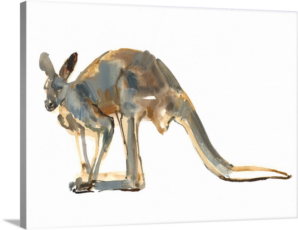 Contemporary artwork of a kangaroo  against a white background.