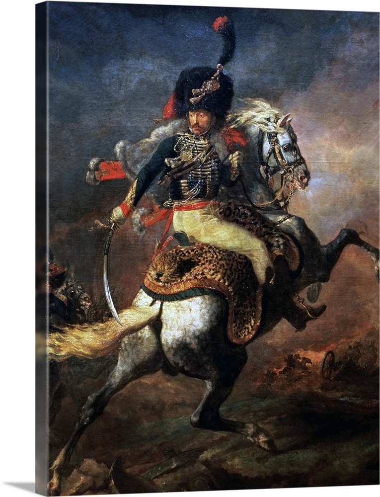 XIR26088 Officer of the Hussars, 1814 (oil on canvas); by Gericault, Theodore (1791-1824); 349x266 cm; Louvre, Paris, Fran...