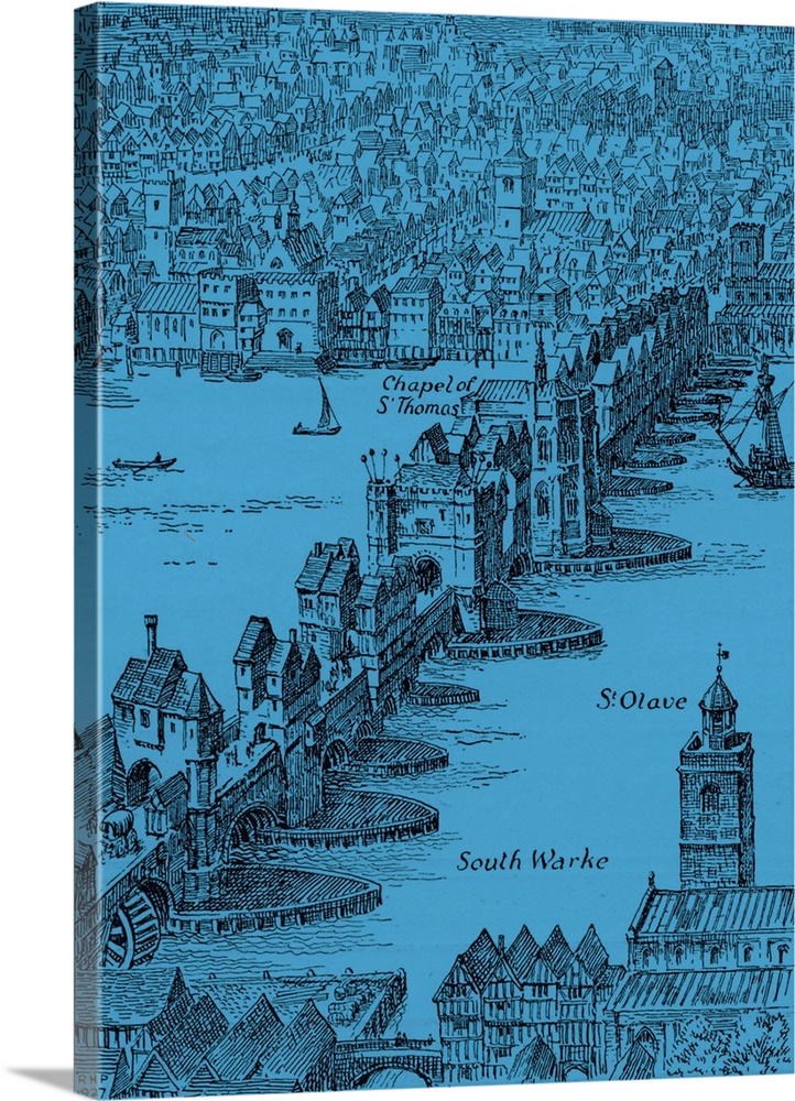 Old London Bridge - Elizabethan drawing. The Bookman, Christmas 1927, p102 From 'London Bridge' by G B Besant.