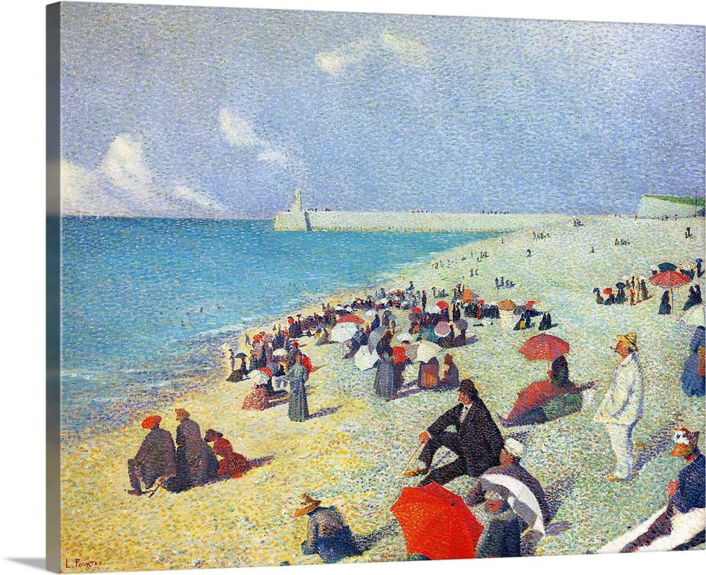 XIR53826 On The Beach (oil on canvas); by Pourtau, Leon (1868-98); Private Collection; Giraudon; French, out of copyright