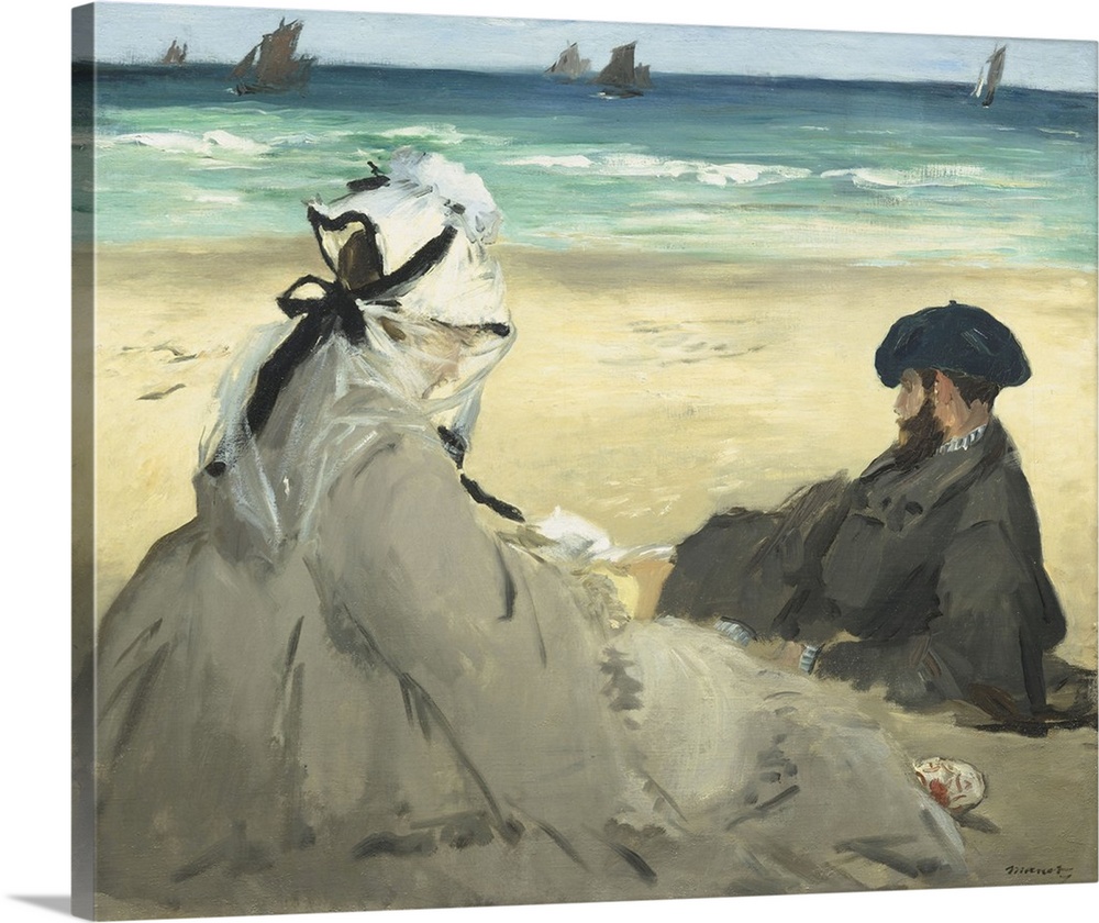 On the Beach, 1873, oil on canvas.  By Edouard Manet (1832-83).