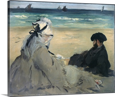 On The Beach Portrait Of Madame Edouard Manet (1830-1906) And Eugene Manet (1833-1892)