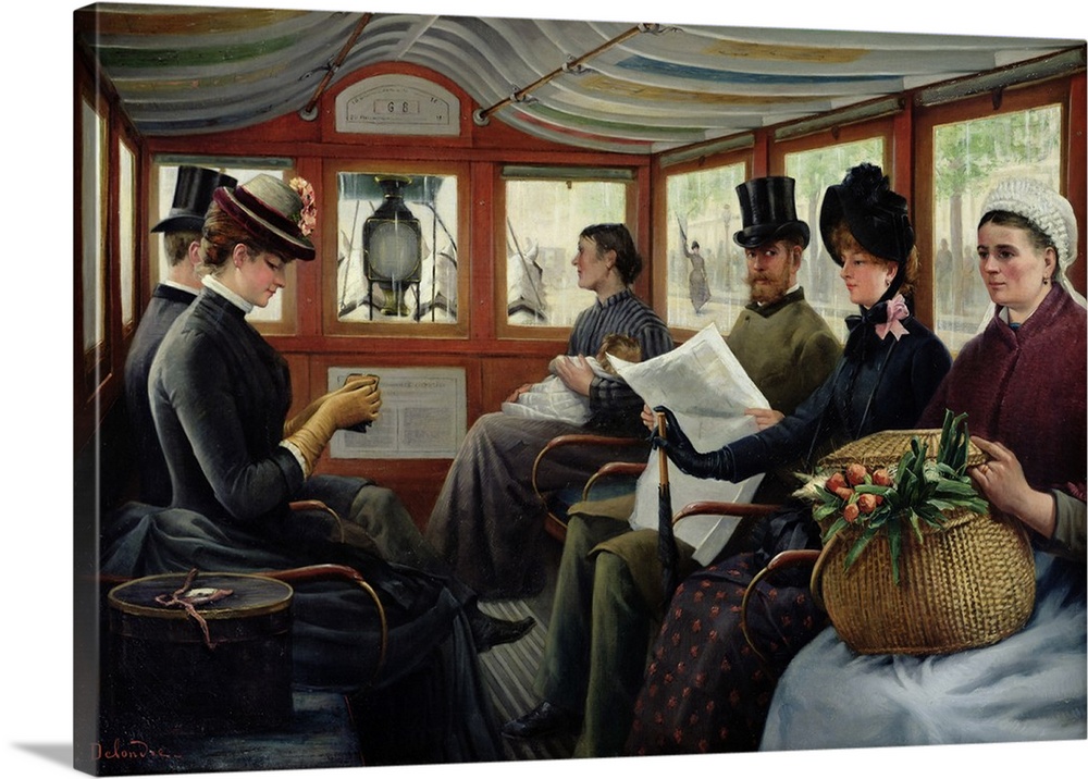 XIR177196 On the Omnibus, 1880 (oil on canvas); by Delondre, Maurice (19th century); Musee de la Ville de Paris, Musee Car...