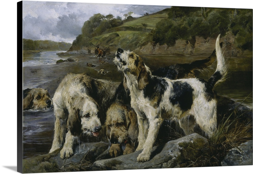 Otter Hunting, Or "On The Scent", 1881 (Originally oil on canvas)