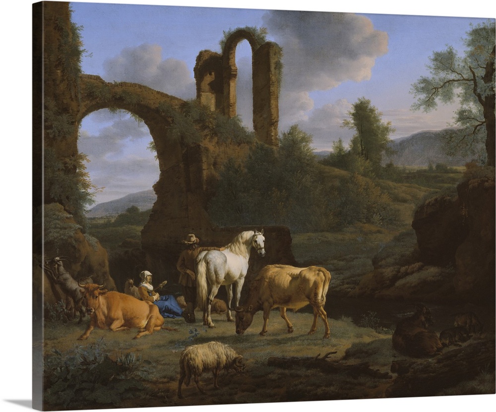 Pastoral Landscape with Ruins, 1664, oil on canvas.