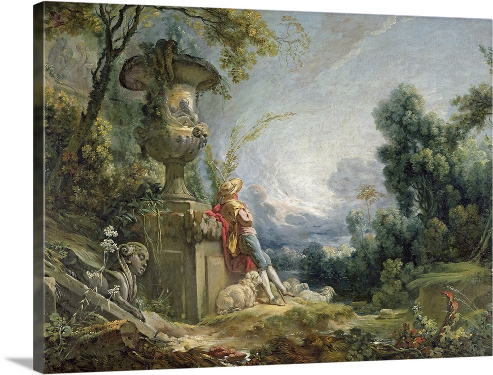 XAE53754 Pastoral Scene, or Young Shepherd in a Landscape (oil on canvas); by Boucher, Francois (1703-70); 89x121.5 cm; Mu...